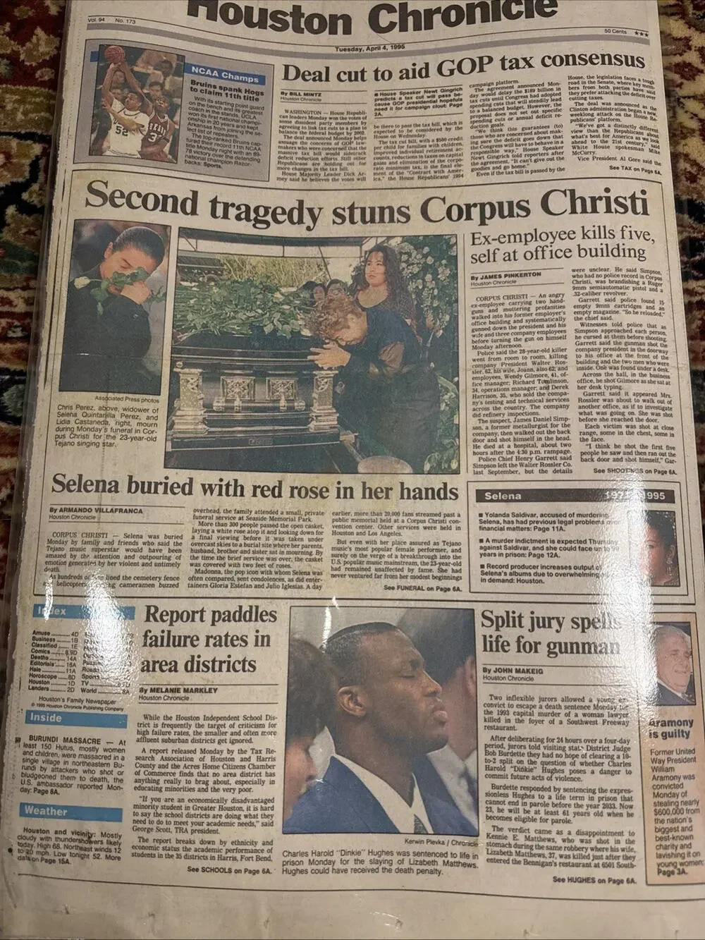 RARE Selena Quintanilla April 4, 1995 Houston Chronicle Newspaper Memorial